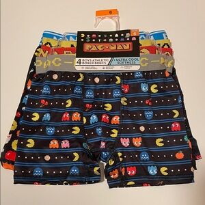 Boys Size 6 Pac-Man 4 pack Athletic Boxer Briefs Black/Multi Stretch Fabric NWT